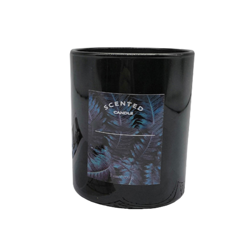 Customized with your brand wholesale Hot selling  black glass scented candle with personalized label and design